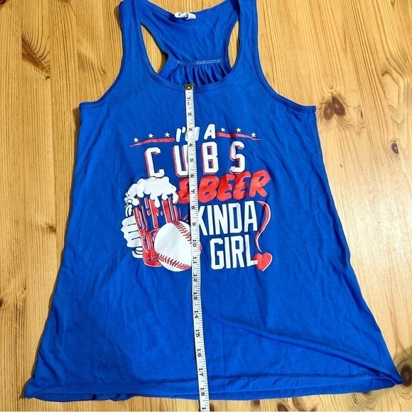 Chicago Cubs and Beer Baseball Navy Blue Racerback Tank Top Womens Small - Picture 7 of 8